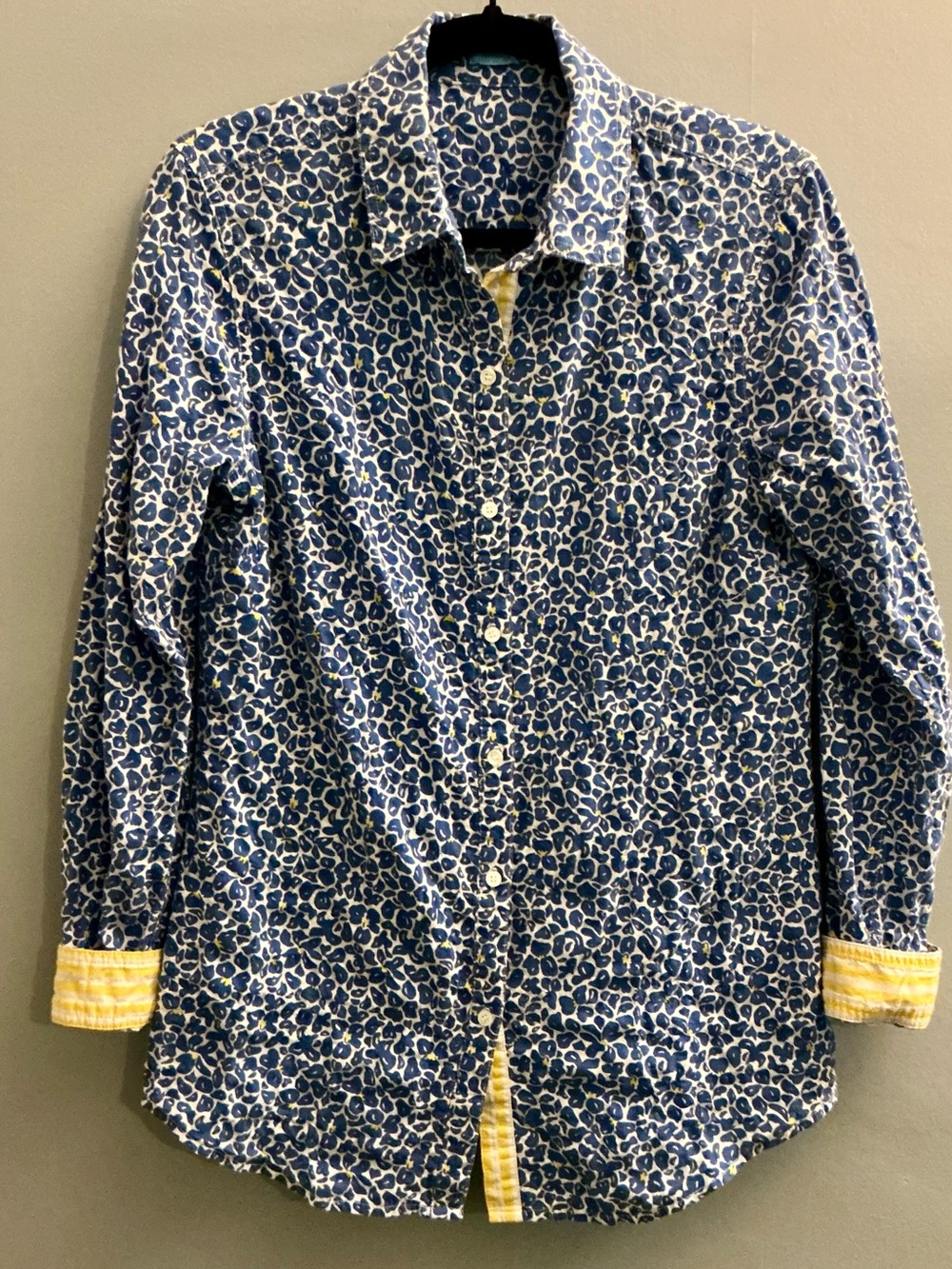 J. McLaughlin Blue Floral Button Front Shirt Size Small